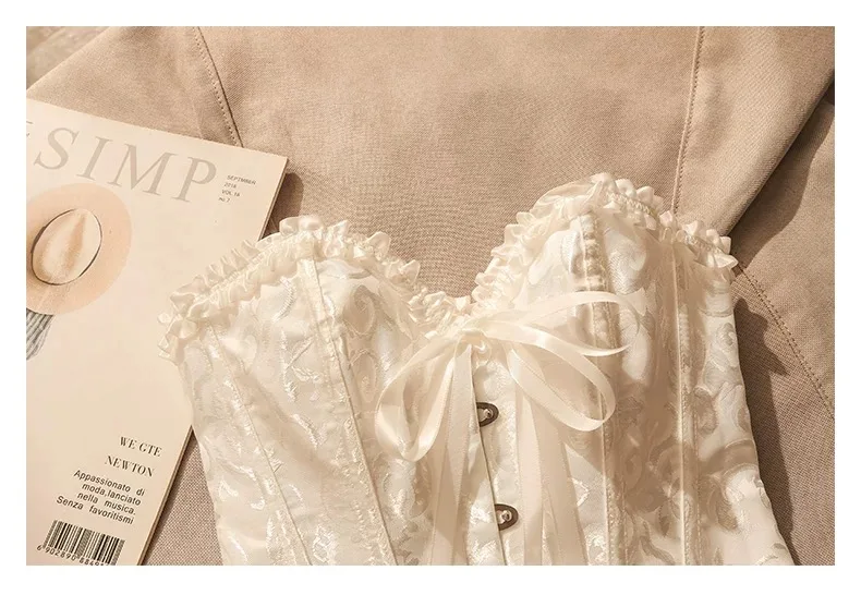 French lace lace tube top, elegant jacquard corset, fashionable and simple high-end corset, wedding evening party dress