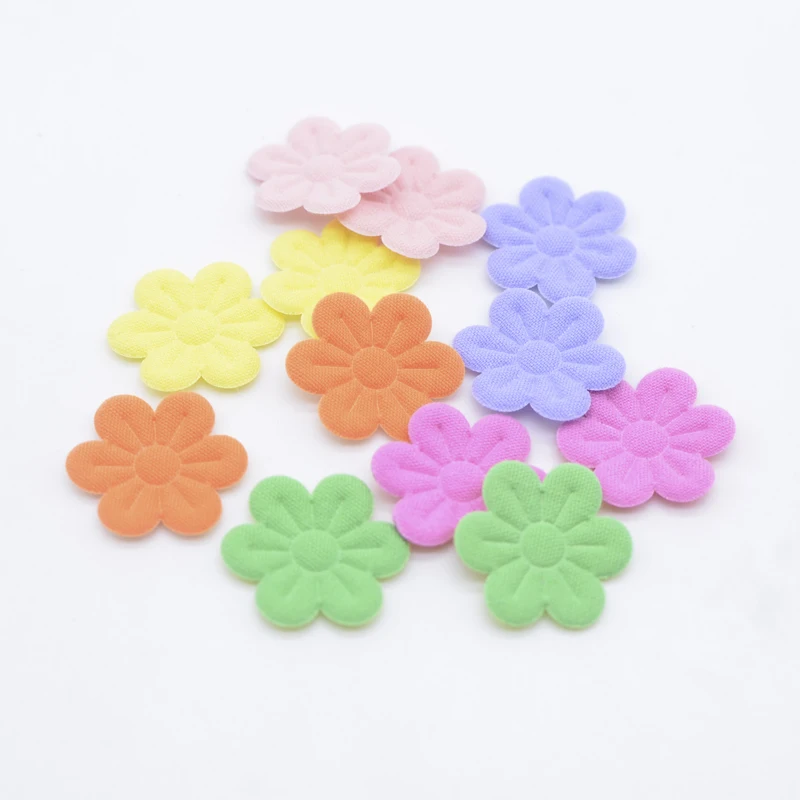 50Pcs 20mm Padded Flower Applique for DIY Clothes Hat Shoes Crafts Sewing Supplies Patches Headwear Hair Clips Decor Accessories