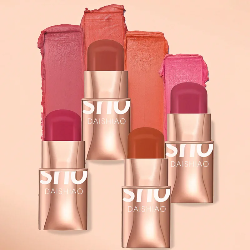 Lápiz labial colorete en barra 3 en 1, tinte para mejillas y labios, crema ligera resistente al agua, maquillaje multiadhesivo para mujeres