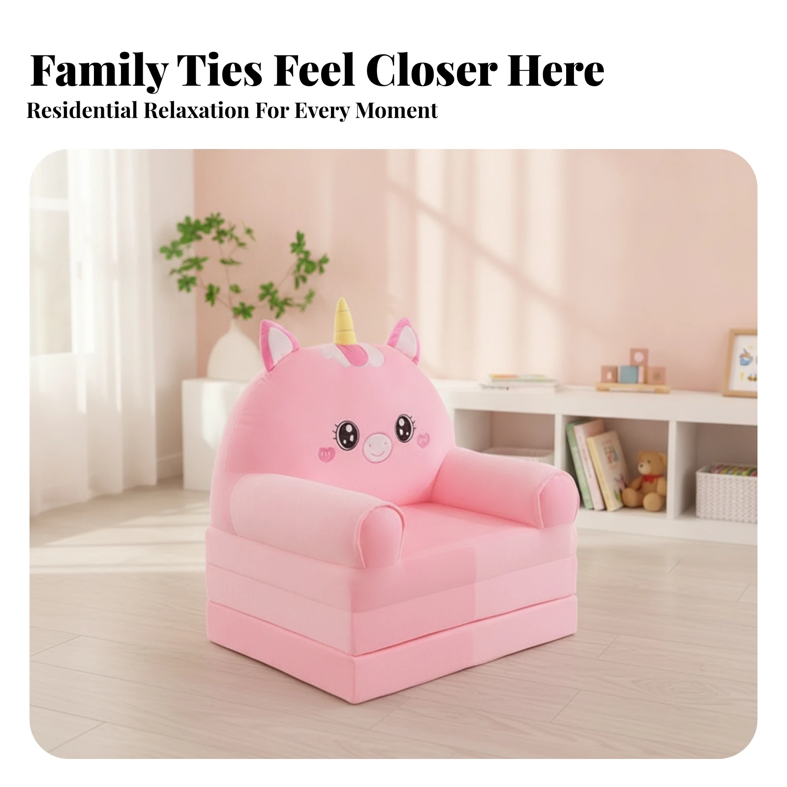 Składane krzesło-sofa 2w1 dla dzieci, przyjazny dla dzieci design, rozkładane krzesło-sofa dla dzieci, wyściełany fotel z przeszyciami do relaksu.