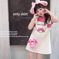 Kawaii Sanrio Kuromi Cinnamoroll My Melody Dress Summer Girl Two Fake Pieces Strap Skirt Comfortable Anime Figure Festival Gift