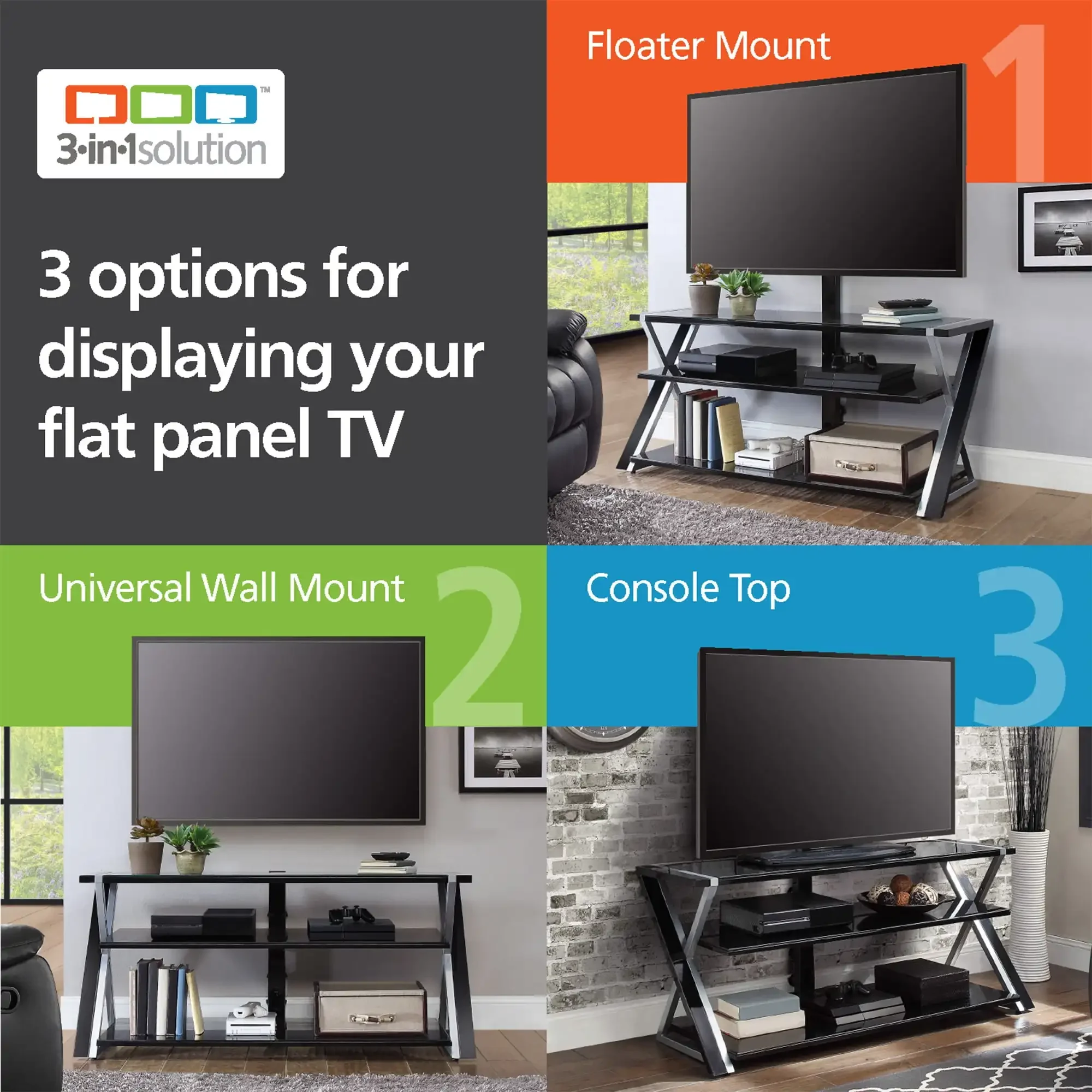 3-in-1 Television Stand for TVs up to 70