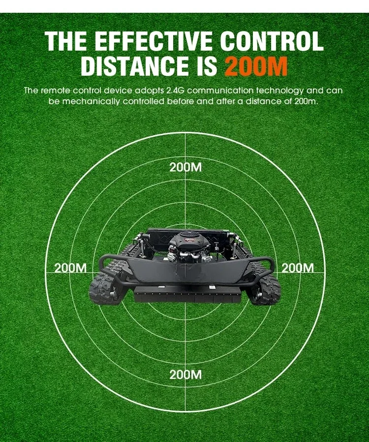 1300mm Wide Cutting Commercial RC Lawn Mower, 10-70° Slope All-Terrain Waterproof Crawler Robotic Mower for Large Field Farming