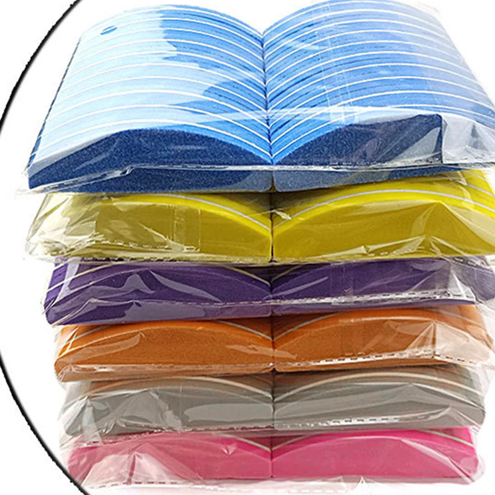 

20pcs Sponge File Short Half-Moon Double-Sided Nail Grinding Polishing Strip For Manicure Salon Home Nail Art Tool Emery Board