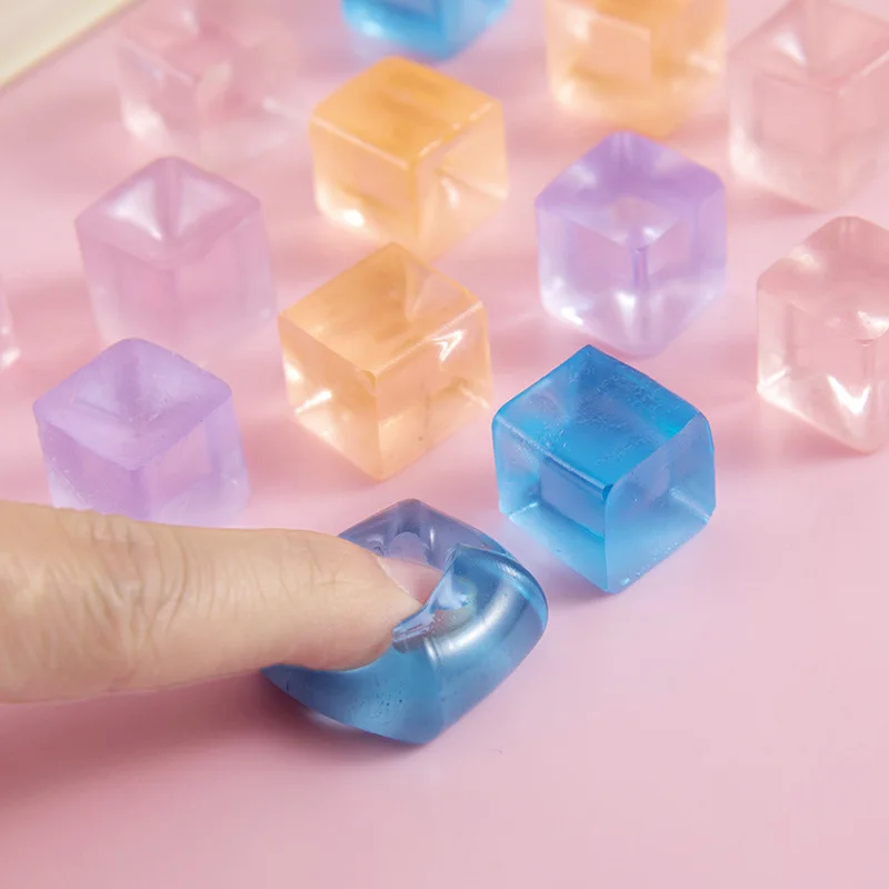 10 個アイスブロックピンチぬいぐるみスクエアソフト泥圧力ボール絞りおもちゃ圧力緩和感覚玩具子供大人