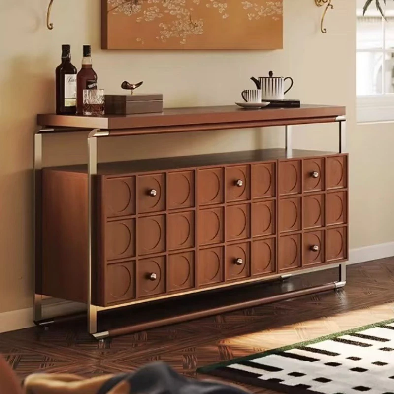 

Solid wood dining side cabinet integrated wall storage wooden porch locker cabinet