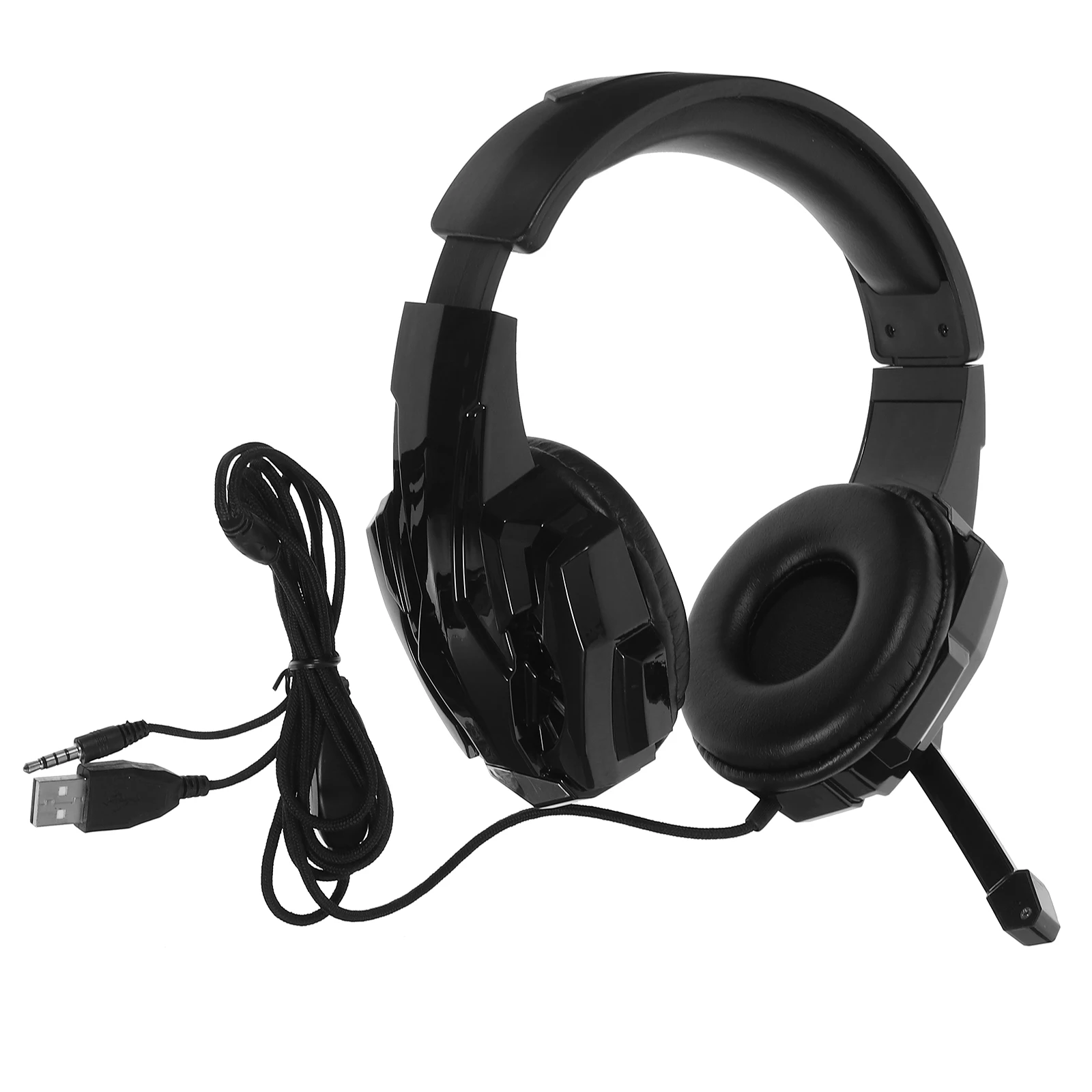 

1pc Wired Headset Gaming Earphone Black Computer Headphone with Mic Earmuffs Over-ear Pads Luminous Design Stereo Sound Gaming