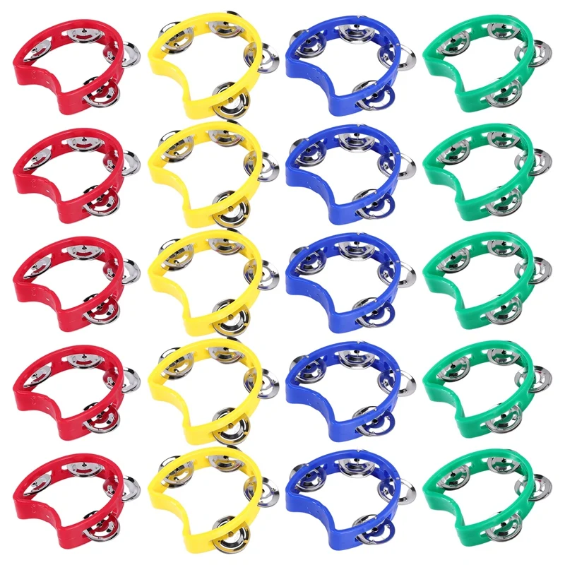 

20Piece Plastic Tambourine Musical Instruments For MINI Handheld Tambourines Percussion Rhythm Party Musical Instruments