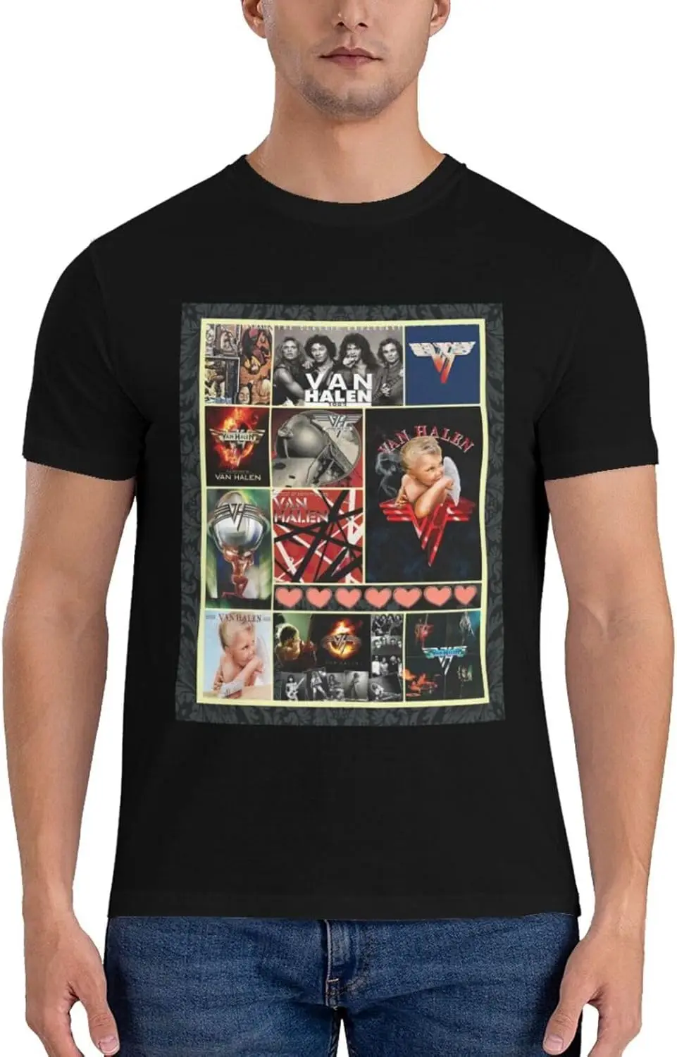 Men T-Shirt for Van.1986 Halen T Shirtsmusic Short Sleeve Crewneck T Shirt