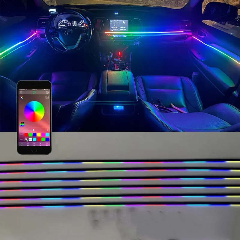 18 in 1 symphony interior Flow Chasing Light Changing atmosphere light rgb color acrylic fiber ambient light car