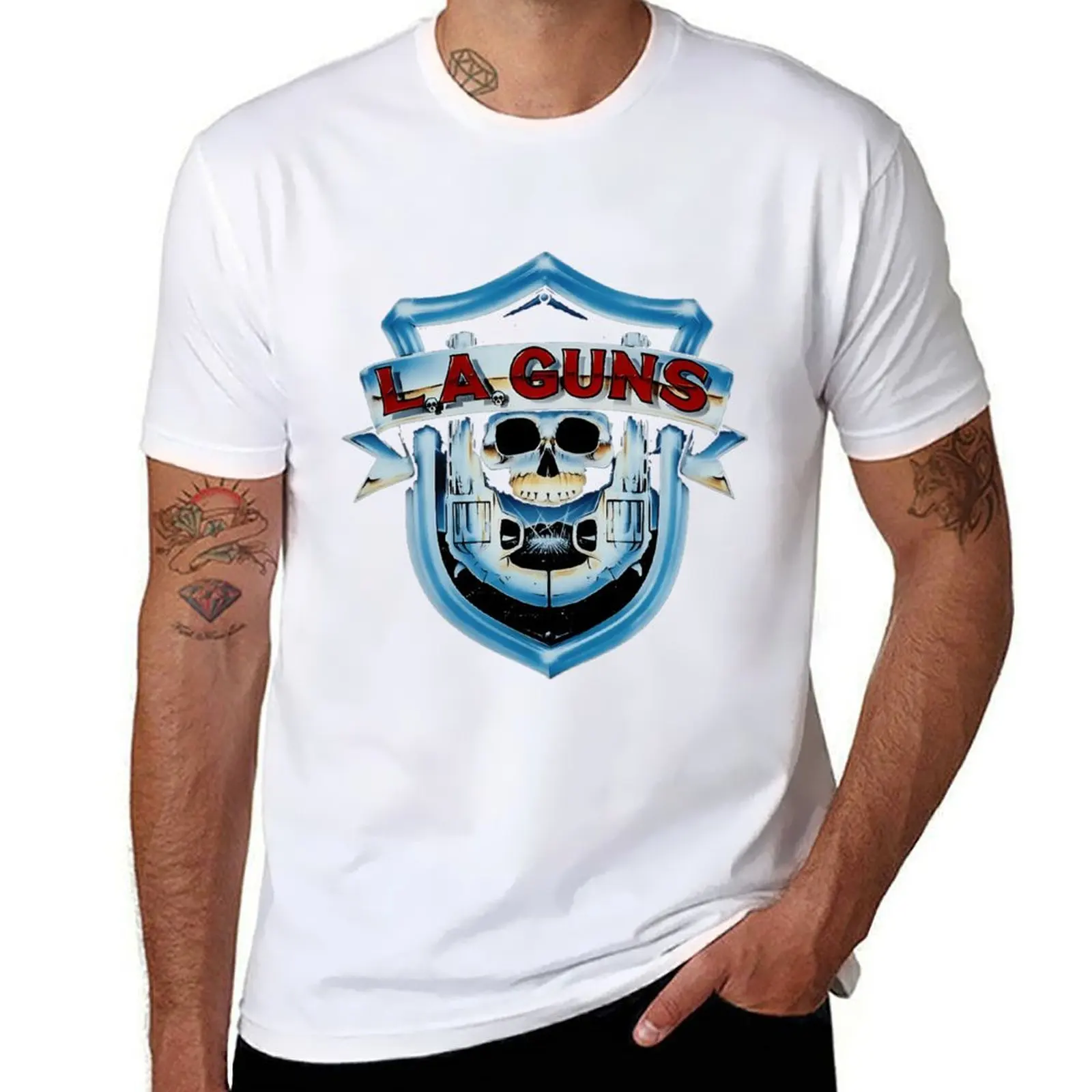 

La Guns Skull Blue T-Shirt t shirt man cotton t shirt man designer T-Shirt