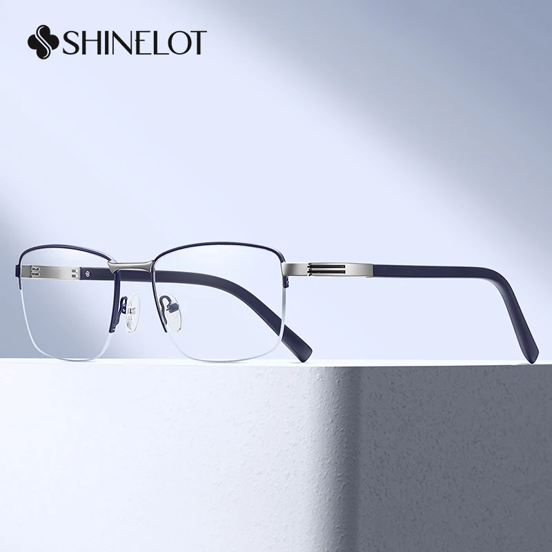 

91350 Classic Rectangle Men Optical Glasses Semi-Rimless Eyeglasses Frame Youth Business Style Eyewear Boyfriend Gift
