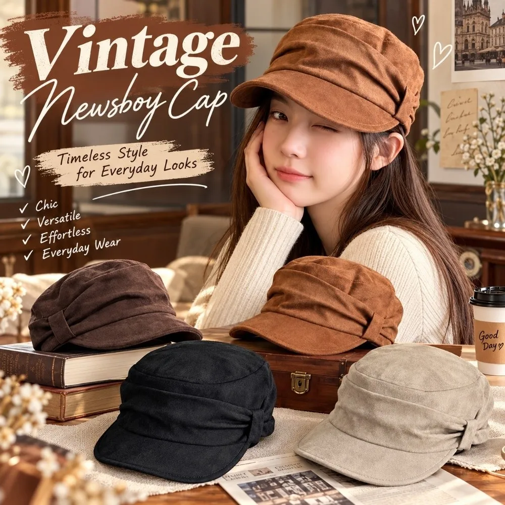 Vintage Ruched Equestrian Hat Adjustable Inner Band Wind Resistant Octagonal Cap Crinkle Pleated Japanese Minimalist Hat Women