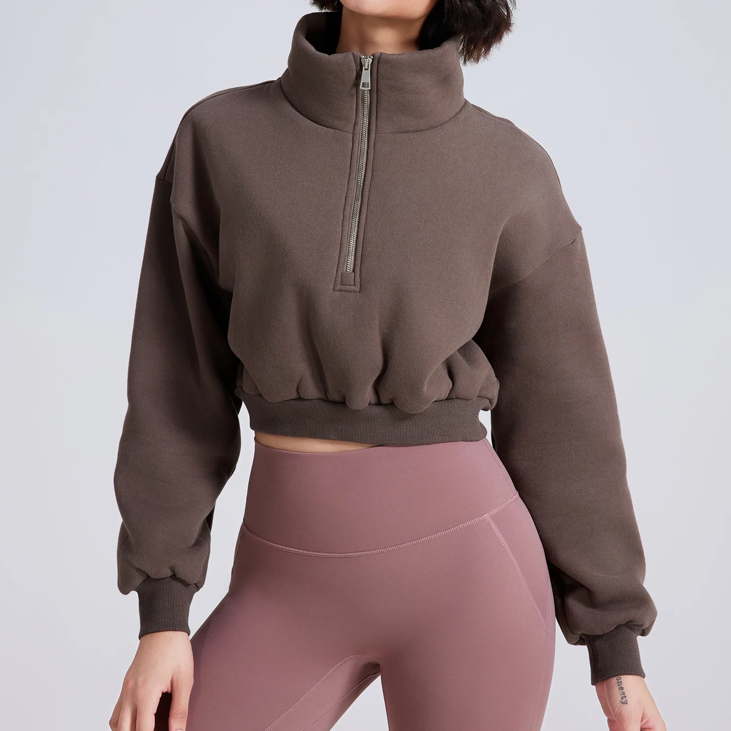 Inverno caldo Casual allentato Yoga maglione a maniche lunghe cappotto con cerniera con cappuccio Fitness Running maglione sportivo per le donne