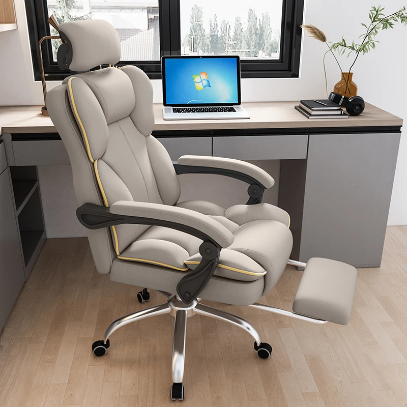 Leather Ergonomic Office Chair Cushion Extension Comfy Computer Office Chair Luxury Gaming Aesthetic Chaises De Bureau Ornament