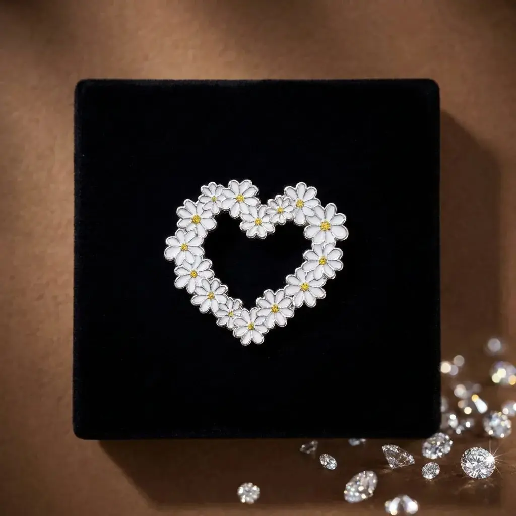 Creativity White Love Heart Wreath Brooches For Women Unisex Fashion Lovely Blossom Corsage Badge Pin Jewelry Decor Gift Party