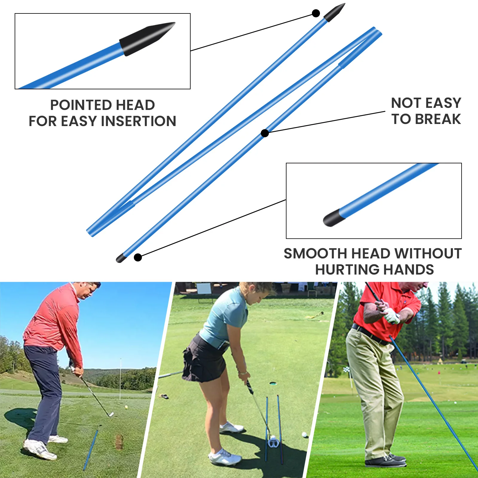 Golf Alignment Sticks 2pcs Collapsible Practice Rods Swing Trainer with Clear Tube Case for Full Swing Aiming Putting Training