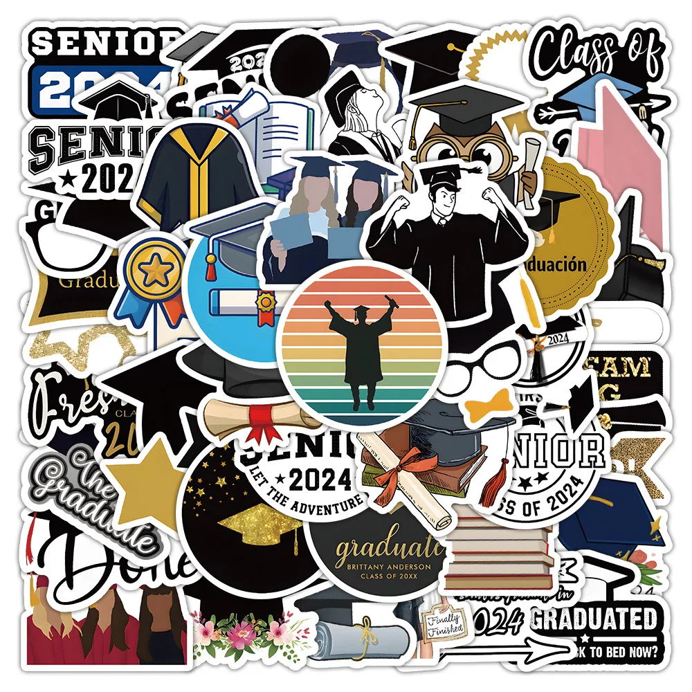

10/53PCS Graduation Season Stickers Cartoon Artistic Graffiti Decorative Decals DIY Skateboard Motorcycle Helmet Bike Decals