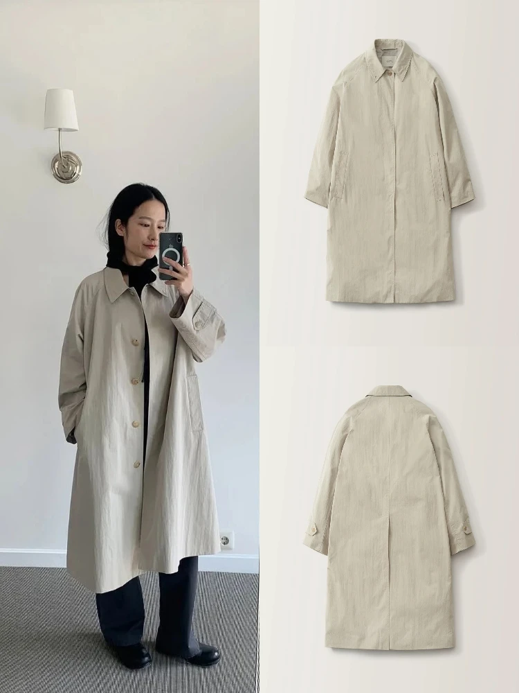 

Sle Women's Long Loose Casual Coat Vintage Stand Collar Slimming Autumn Versatile Outerwear Collar Long Sve