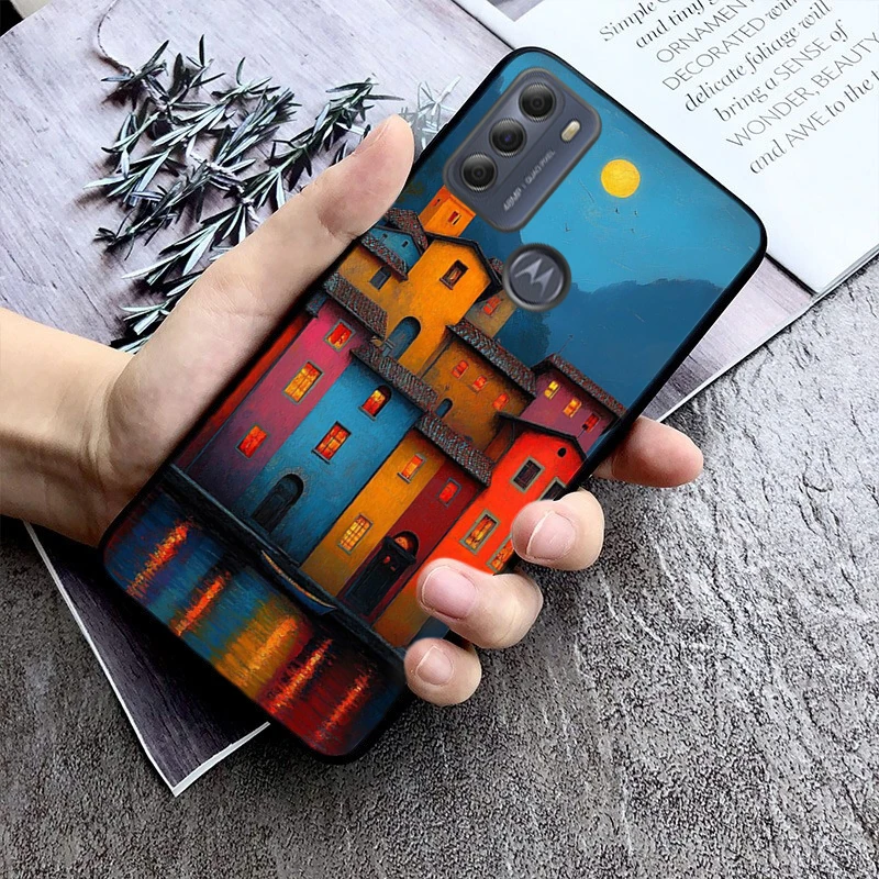 

Phone Case For Moto G85 G55 G05 G14 G75 G31 G50 G10 G20 G30 G60 G13 G32 G84 G54 G53 G72 G24 Power House Night Light Moon Scenery
