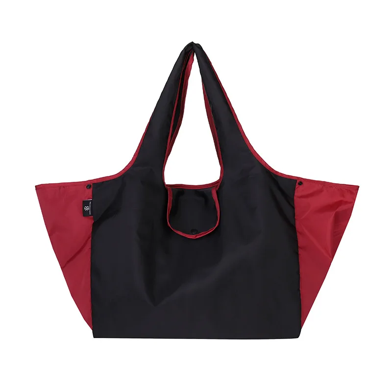 Folding shopping bag portable lightweight large capacity eco-friendly bag side contrast dual-purpose bag shopping bag