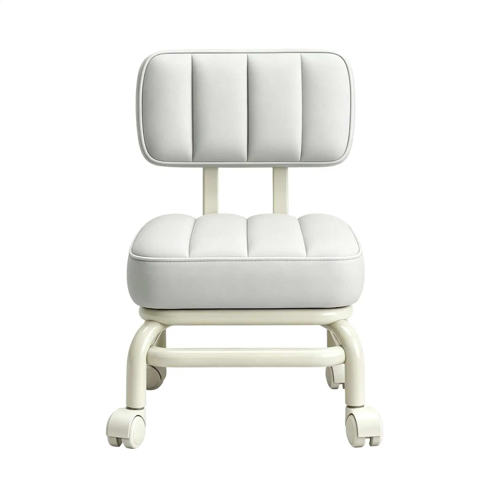Rolling Low Stool Waterproof 360-Degree Swivel Thicken Pad Bench With Back Support Small Rolling Stool For Home Office Garage