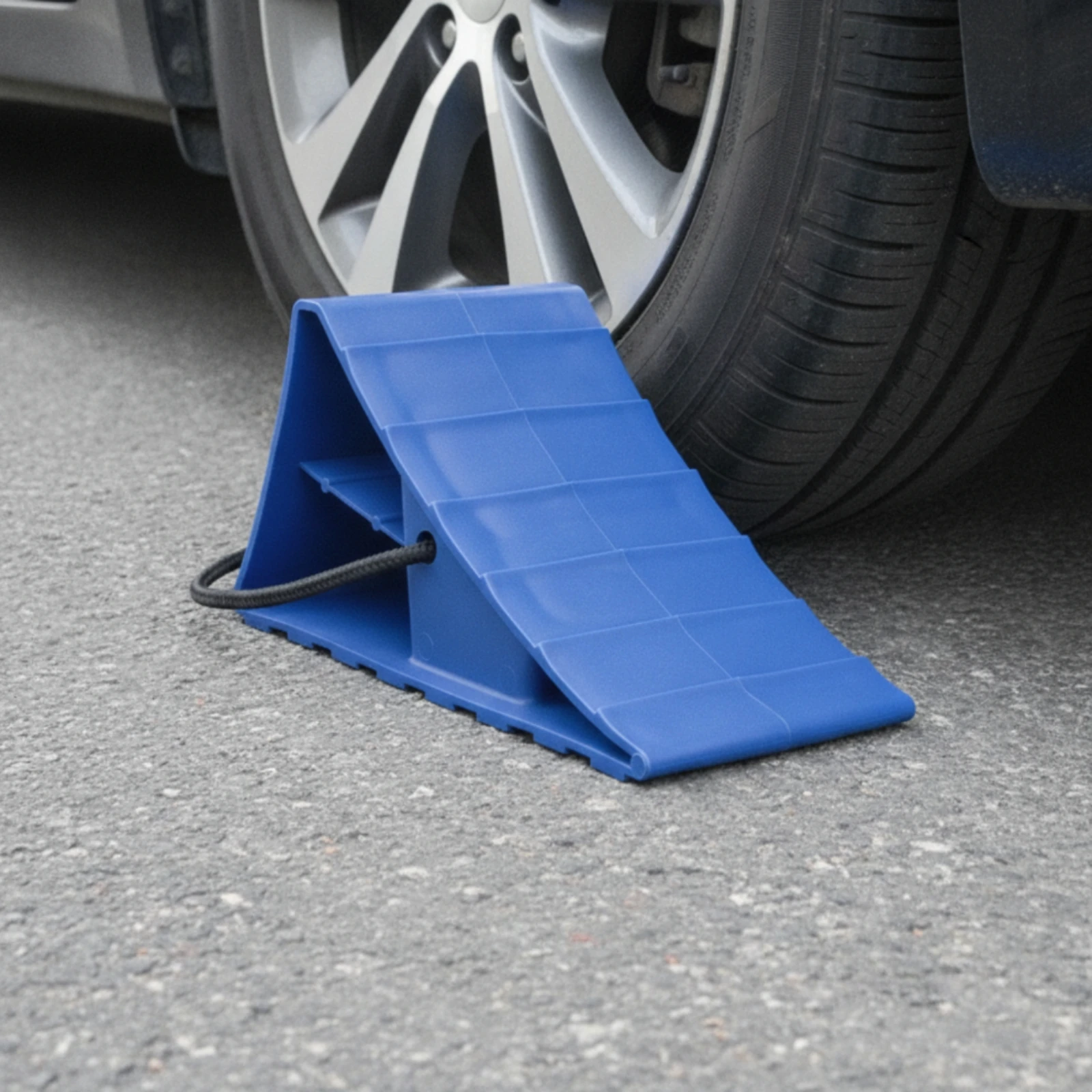 2 Pieces Wheel Chock with Rope Ribbed Wheel Chock Block Vehicle Chocks Textured Long-Lasting for Trailer Drivers, Driveway