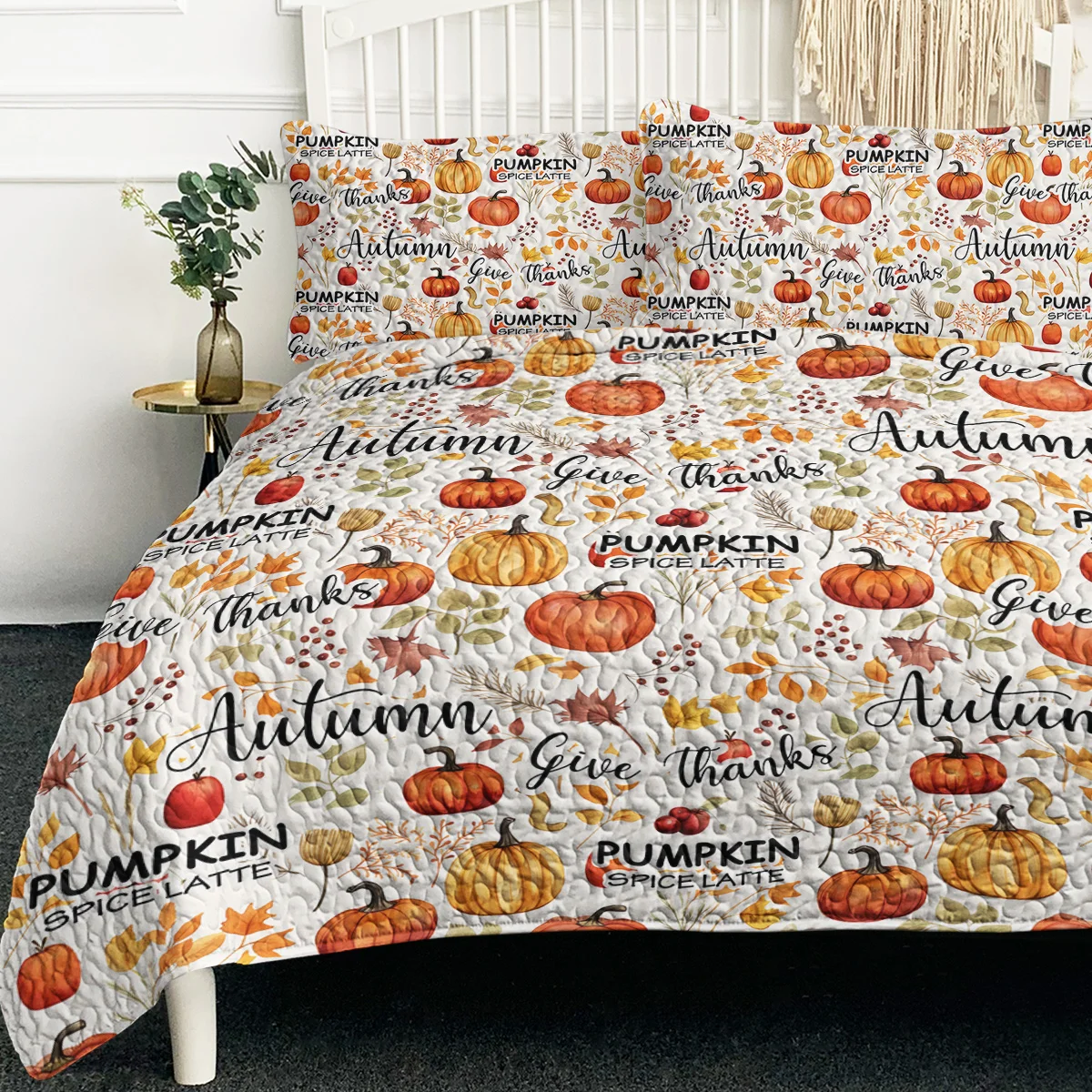 

3 шт., комплект одеял с тыквой, желтыми осенними листьями, мягкие подарки на Рождество, Хэллоуин, День Благодарения, декор для спальни, комплект одеял