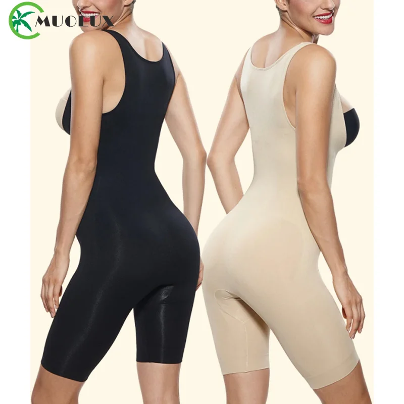 MUOLUX Women Shapewear Full Body Shaper Slimming Bodysuit Open Crotch Corset Waist Trainer Shaping Underwear Postpartum Recovery