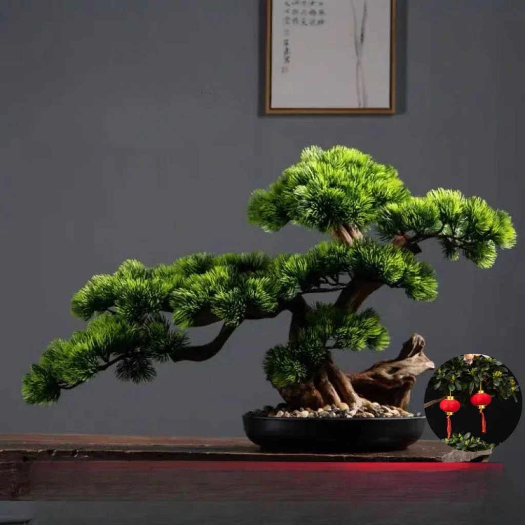 Bonsaï de pin artificiel décoratif pour salon, plante verte de bureau, arbre paysager, aménagement de bureau quatre saisons