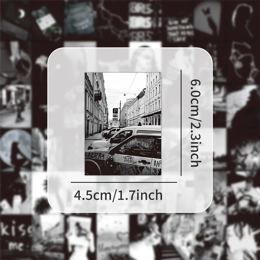 Black & White Aesthetic Wall Collage Kit 50 Sheets Vintage Indie Room Decor Photo Prints Sticker Story Store - view 5