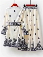 Dubaï musulman 2 pièces Ensemble femmes imprimer Blouse haut avec pantalon à jambes larges costume marocain Musulman Ensemble décontracté Femme tenues arabes 6