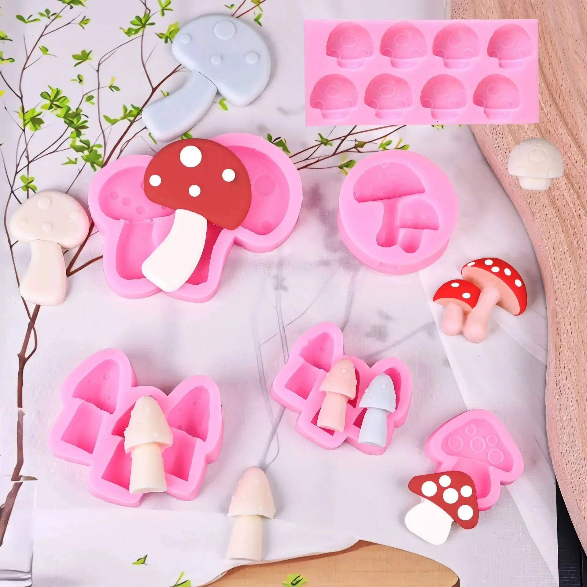 2pcs 2026New 3d Mushroom Molds Silicone Cartoon Pastoral Simulation Mushroom Series Collection Cake Baking Chocolate Resin Molds