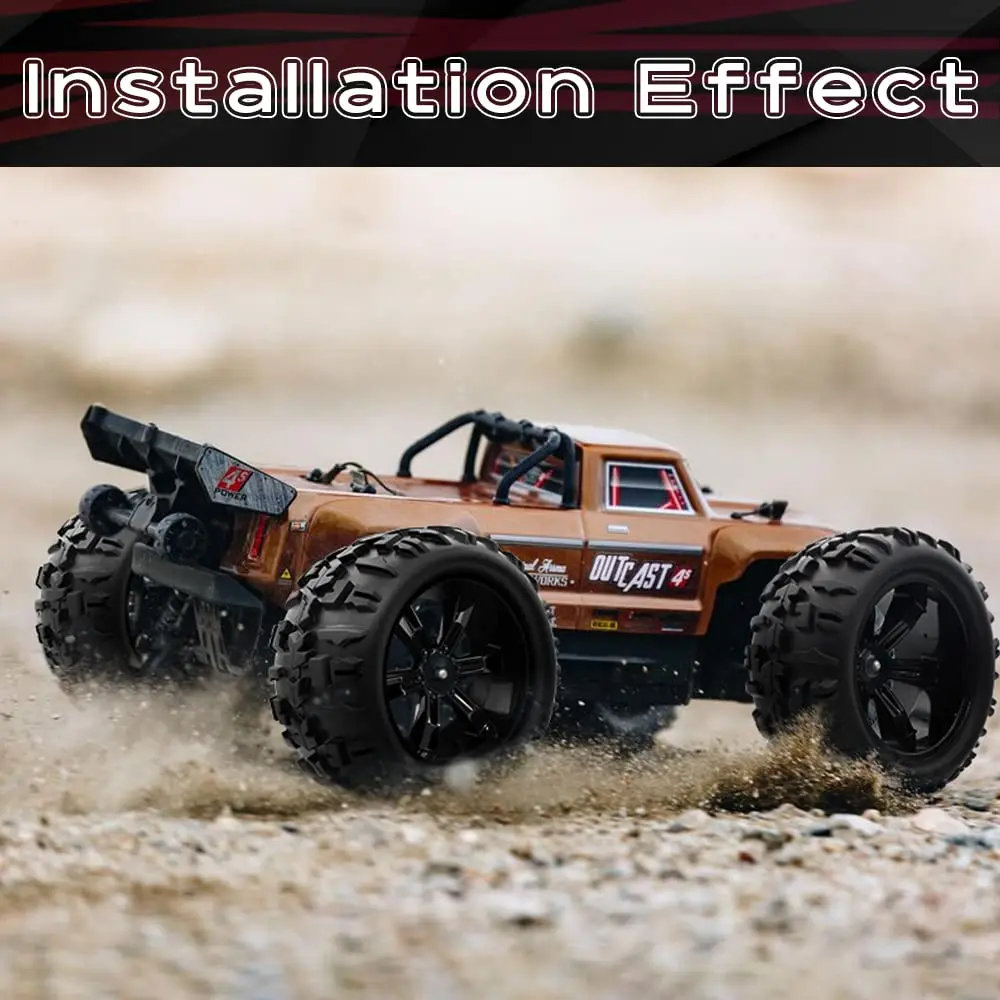 عجلات وإطارات GLOBACT 1/8 1/10 17 مم لـ 1/10 TRX ERevo T-Maxx Summit Arrma KRATON Outcast RC Monster Truck (4 قطع)