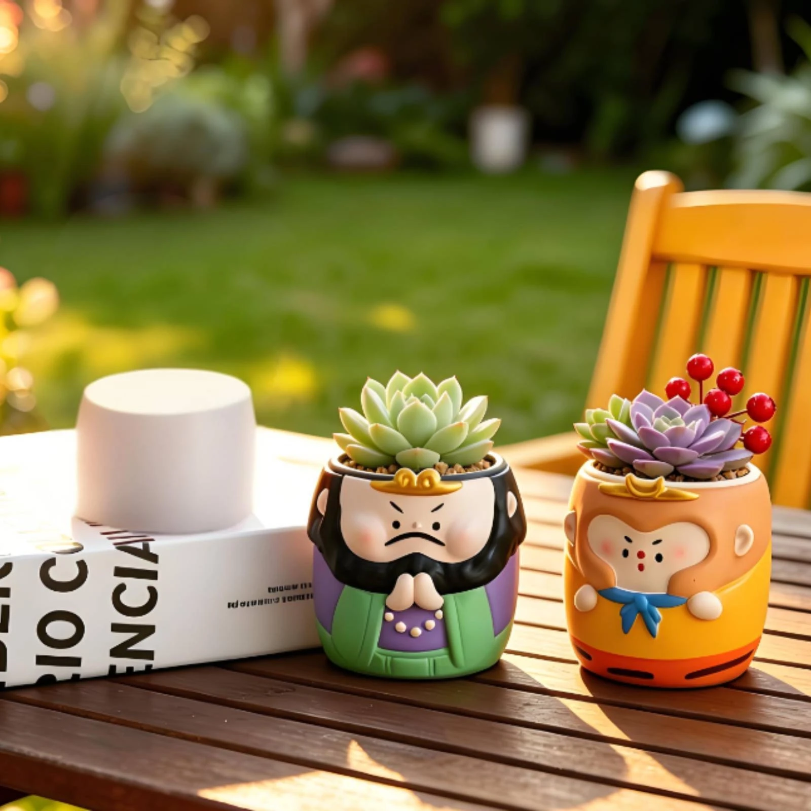 Resin Planter Chinese-Style Decorative Planter Plant Pot Painted Decor Item Cute