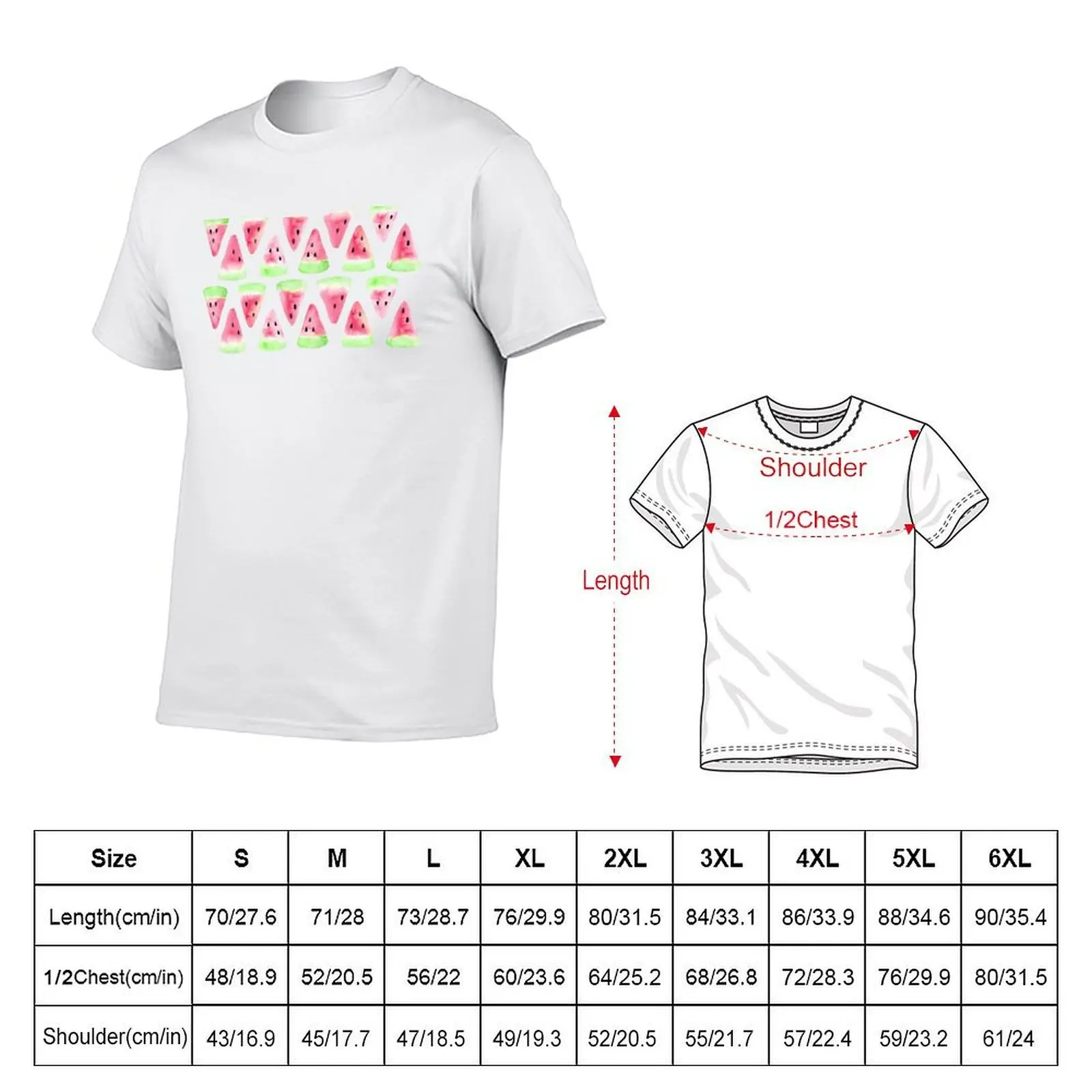 Watercolor Watermelon Pattern T-Shirt funny t shirts man t shirts for man cotton soft T-Shirt