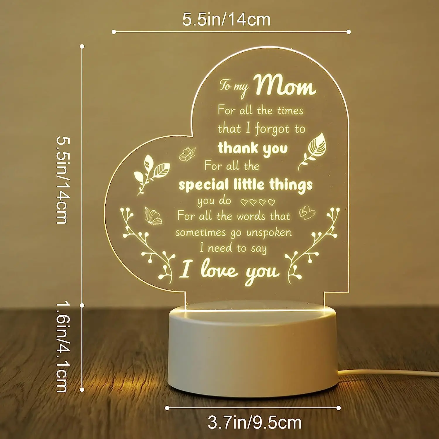 1pc You Mean the World to Me Acrylic Night Light - Perfect Gift for Mom on Mothers Day and Birthdays