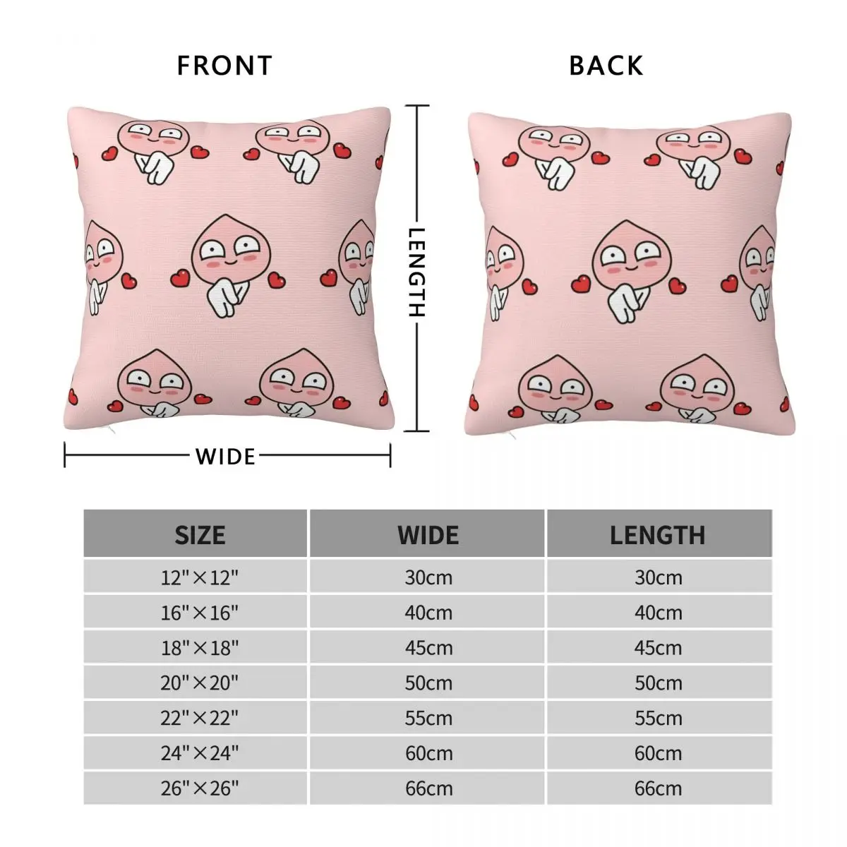 K-Kakaos F-Friends Apeach Heart Pillow Cover Novelty Pillow Case For Sofa Home Cushion Cover Square Graphic Pillowcases Gift