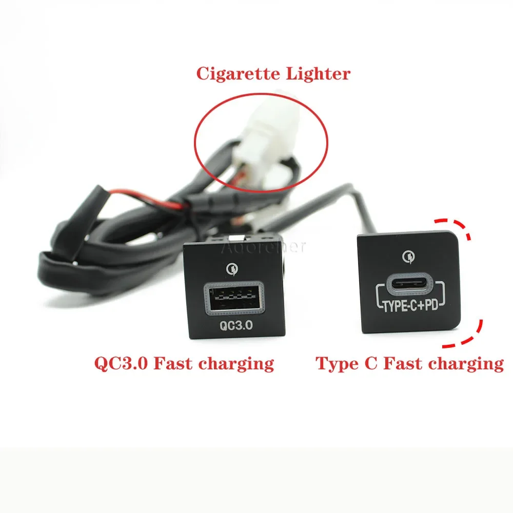 24 * 24 mm rotes LED-Autotelefon-Ladegerät, doppelter USB-Typ-C-PD-Schnellladeadapter für VW Golf 5 MK5 2004–2010, Zubehör – Detail 4