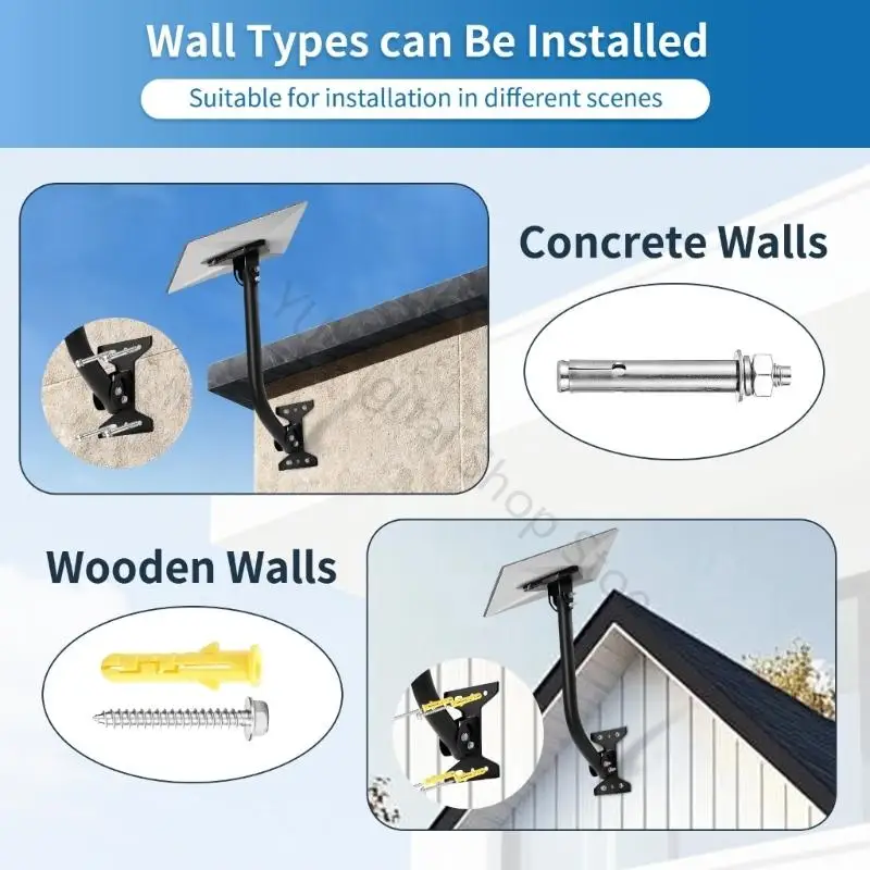 96BA Outdoor-Stützhalterung, verstellbare Wand- und Traufhalterung mit gebogenem Metallarm und Hardware für Mini-Positionierung – Detail 4