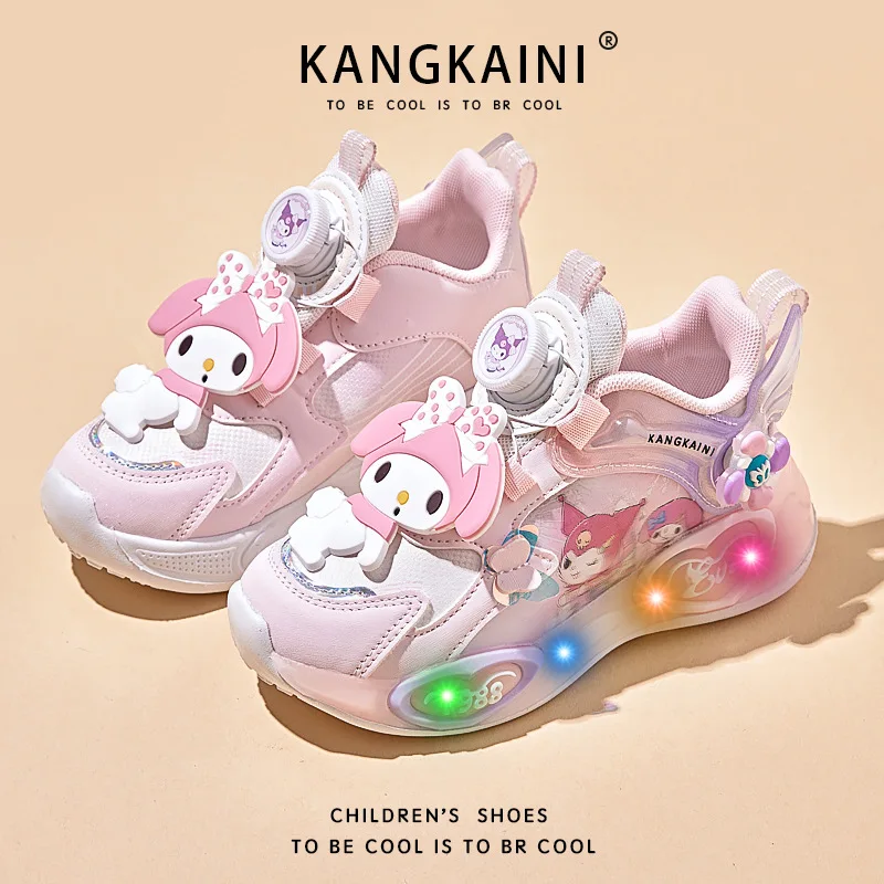 サンリオ ハローキティ 春夏秋冬新作 ライト付きスニーカー キッズランニングシューズ 女の子 フラッシュカジュアルシューズ ダッドシューズ
