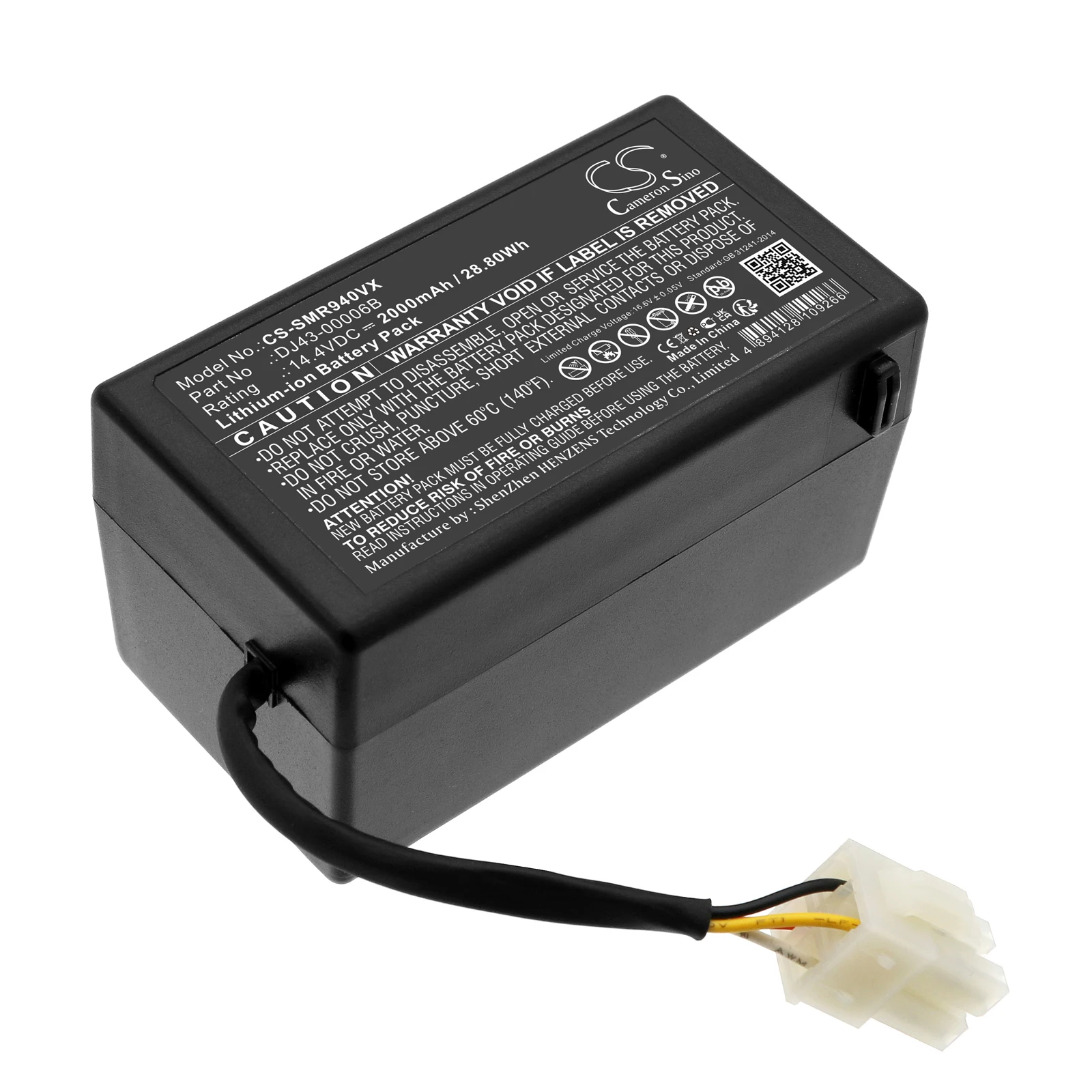 

Li-ion Vacuum Battery for Samsung, 14.4V, 2000mAh, Compatible Models:SR8980, VCR8940, VCR8980, VCR8980L3K, VR10F71, VR10F71UCBC