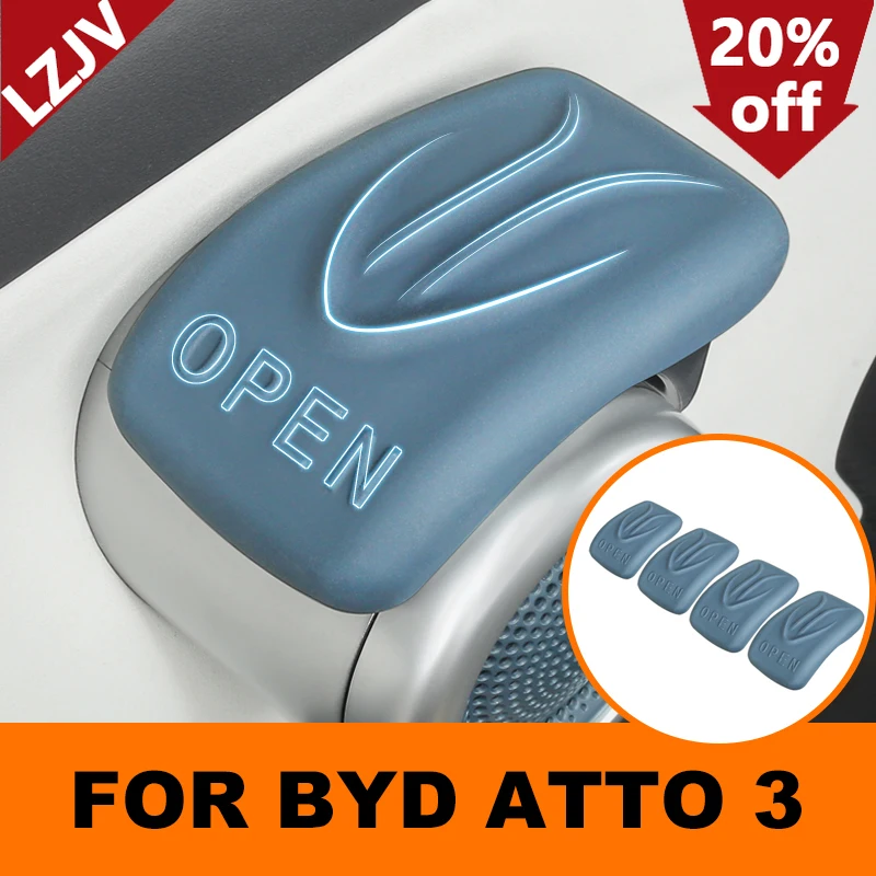 LZJV Car Interior Handle Protective Cover Silica Gel Auto Accessories For BYD Atto 3 2022 2023 Accessories