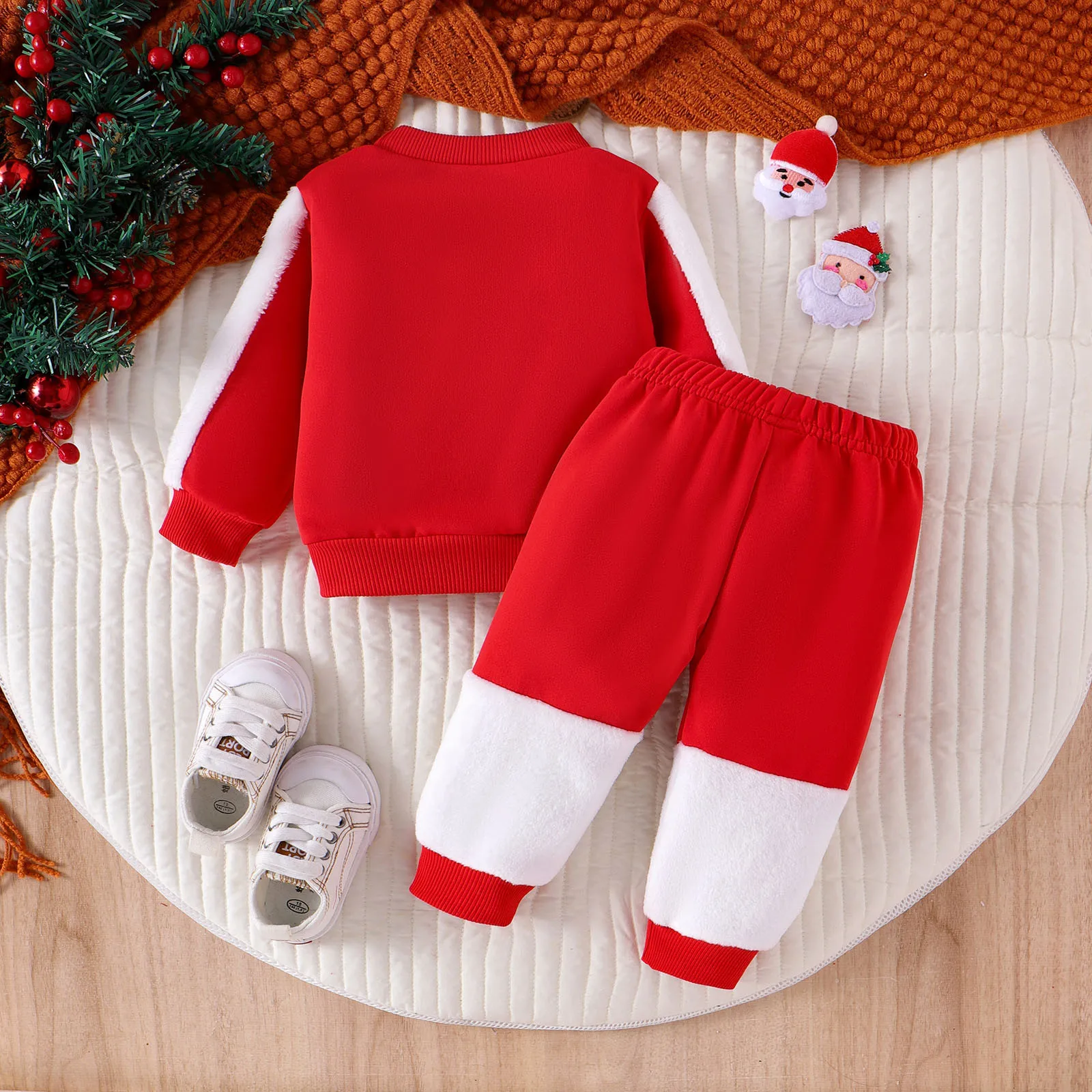 New Christmas Outfits Clothes Toddler Baby Girls Long Sleeve Cartoon Santa Print Pullover Tops Long Pants Baby Girl Clothes Set