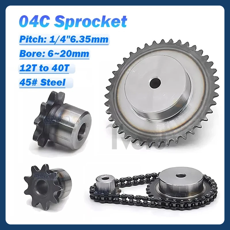 

1Pcs #25 Roller Chain Sprockets Wheel 9T to 40T Bore 6mm to 20mm Pitch 1/4" 6.35mm For 04C Chain Sprocket Wheel