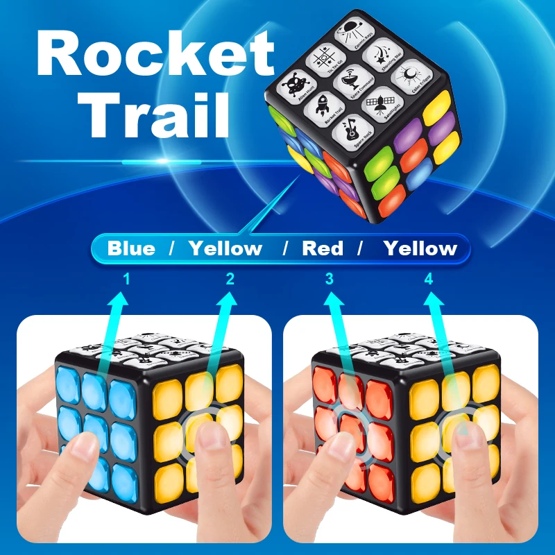 Puzzle jeu électronique Console de jeu portable jouet troisième niveau musique éclairage électronique Cube magique Rechargeable