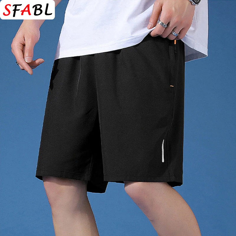 Breathable Summer Casual Shorts Men Quick Dry Comfortable Shorts Jogging Running Gym Fitness Sports Short Pants Men Black XXXL