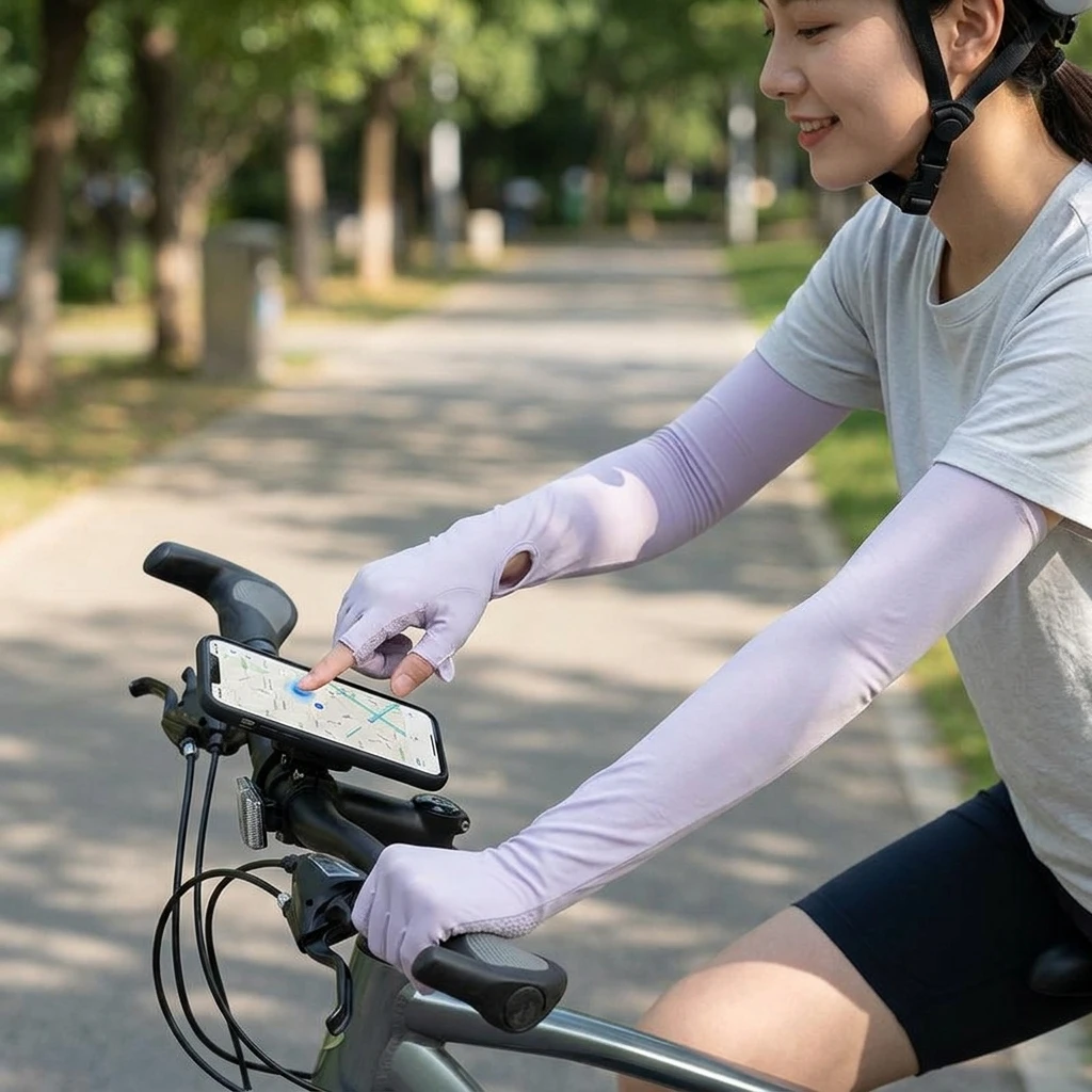 1 Paar Sport-Armstulpen für Radfahren, Laufen, Angeln, Klettern, Sonnenschutz, UV-Schutz, Kühlende Ärmel mit 5-Finger-Manschetten – Detail 5