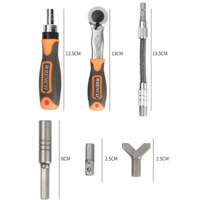38 in 1 Multifunctional Ratchet Labor-saving Tool Screwdriver Drill Bit Set Portable Hardware Repair Accessories Socket Wrench