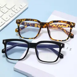Luipaardprint Vierkante Clear Lens Bril Vrouwen Brillen Koreaanse Computer Brillen Nep Bril Zwart Frame Brillen
